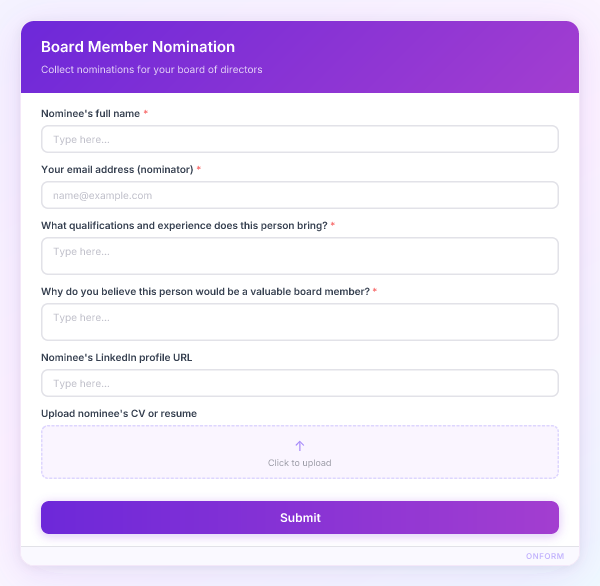 Board Member Nomination preview