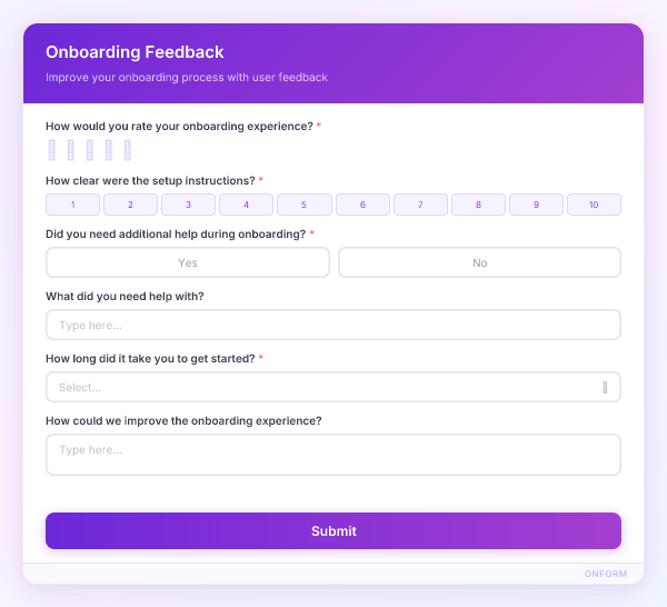 Onboarding Feedback preview