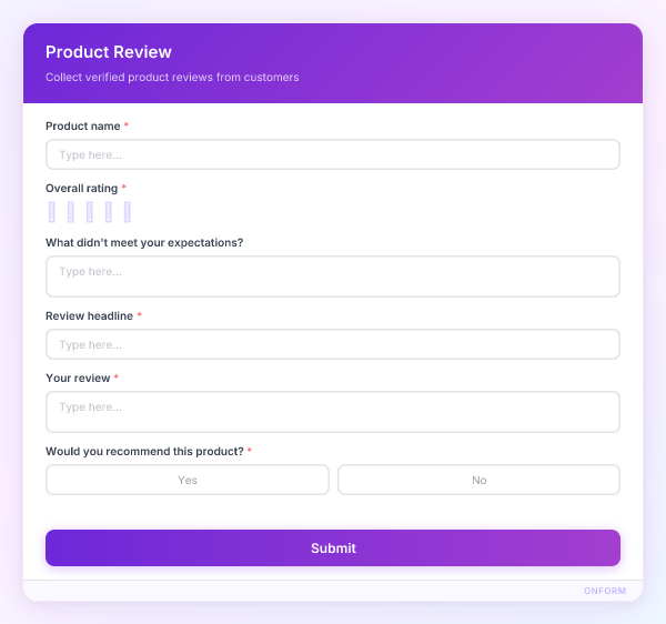 Product Review preview