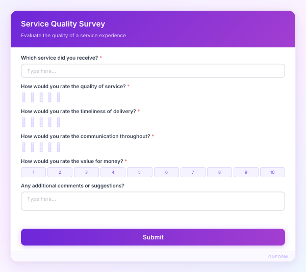 Service Quality Survey preview