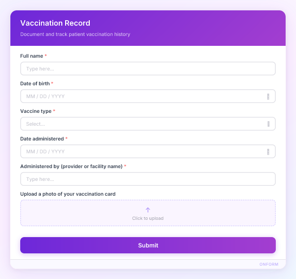Vaccination Record preview